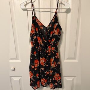 Forever 21 Black and Orange Floral Midi Dress